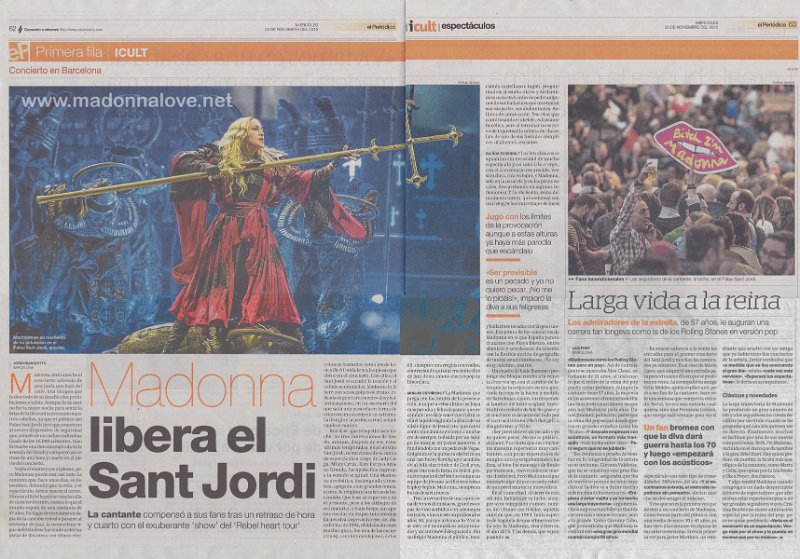 2015 - November - El Periodico - Spain - Madonna liberal el Sant Jordi