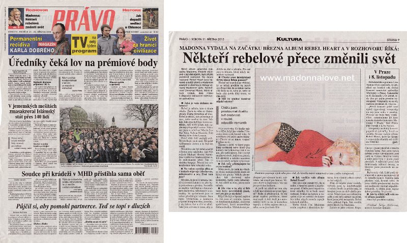 2015 - March - Pravo - Madonna Nekteri rebelove zmenili svet - Czech Republic
