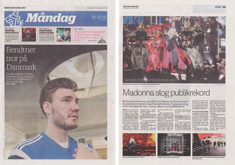 2015 - November - Kristianstadsbladet - Sweden - Madonna slog publikrekord