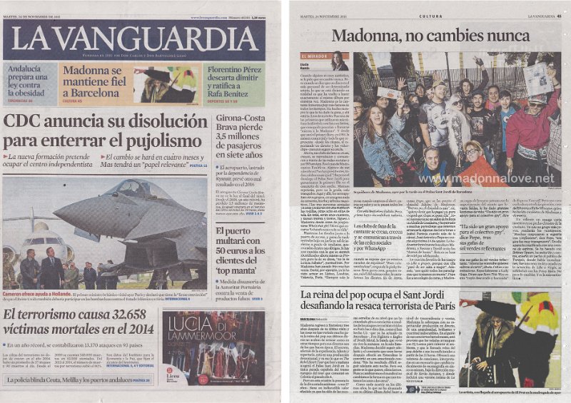 2015 - November - La Vanguardia - Spain - Madonna no cambies nunca