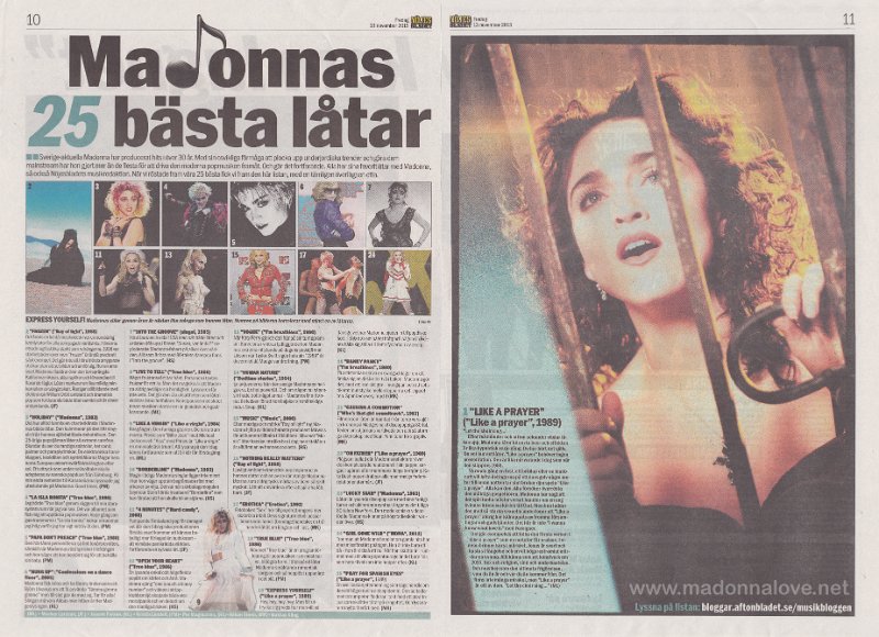 2015 - November - Nojes bladet - Sweden - Madonnas 25 basta latar