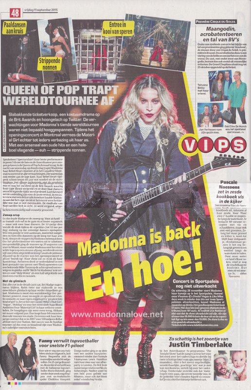 2015 - September - Het laatste nieuws - Belgium - Madonna is back en hoe!