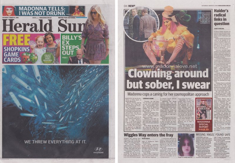 2016 - March - Herald Sun - Australia - Clowning around sober I swear