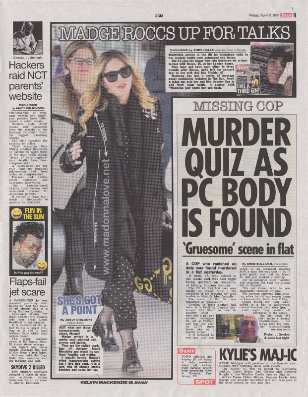 2016 - April - The Sun - UK - Madge roccs up for talks