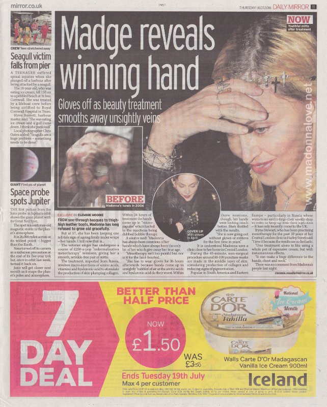 2016 - July - Daily Mirror - UK - Madge reveals winning hand