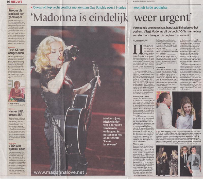 2016 - March - BN De Stem - Holland - Madonna is eindelijk weer urgent