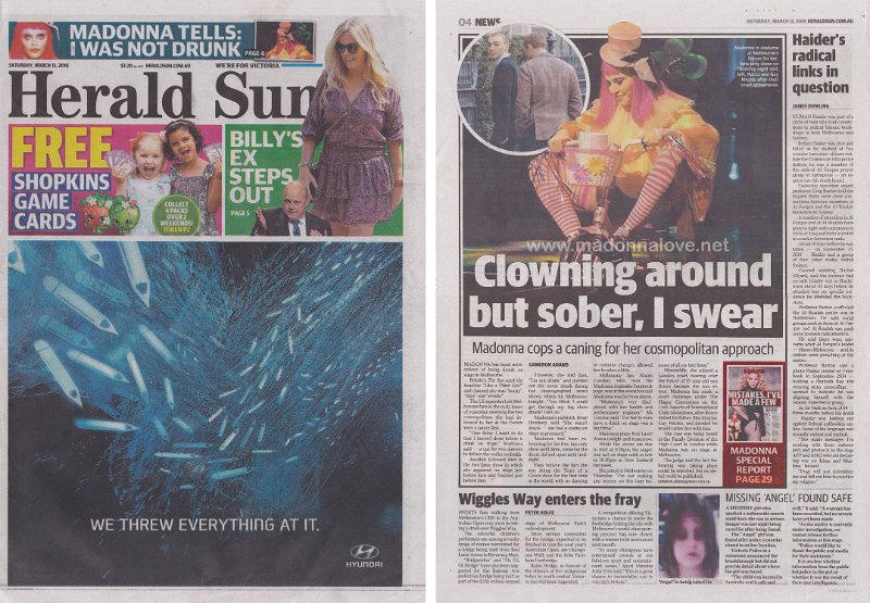 2016 - March - Herald Sun - Australia - Clowning around sober I swear