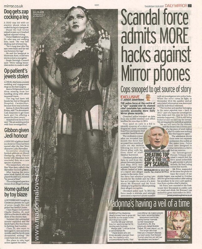 2017 - January - Daily Mirror - UK - Madonna's having a veil of a time
