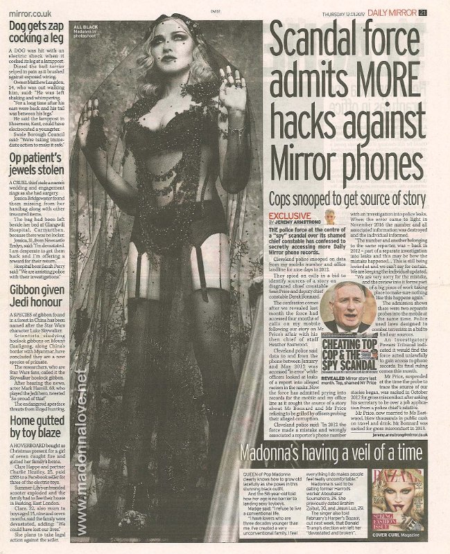 2017 - January - Daily Mirror - UK - Madonna's having a veil of a time