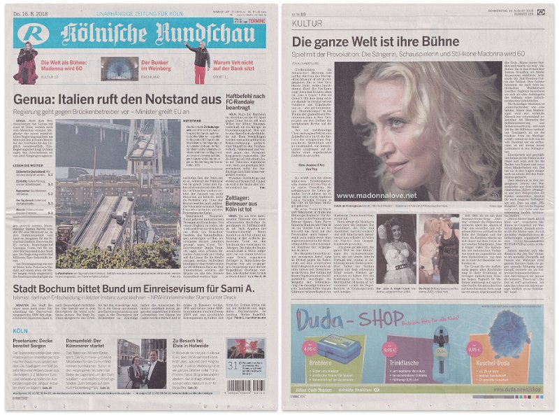 2018 - August - Kolnische Rundschau - Germany - Die ganze Welt ist ihre Buhne