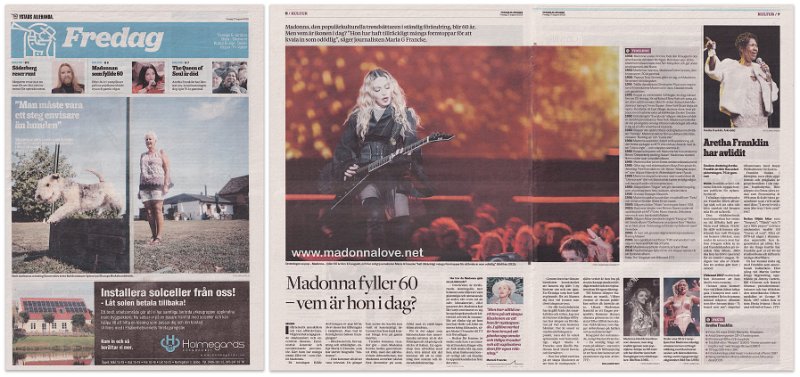 2018 - August - Ystads Allehanda - Sweden - Madonna fyller 60 - vem ar hon i dag
