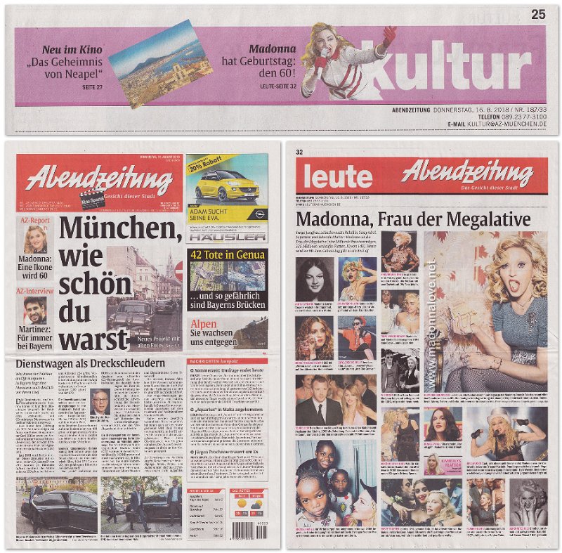 2018 - August - Abendzeitung - Germany - Madonna - Frau der Megalative