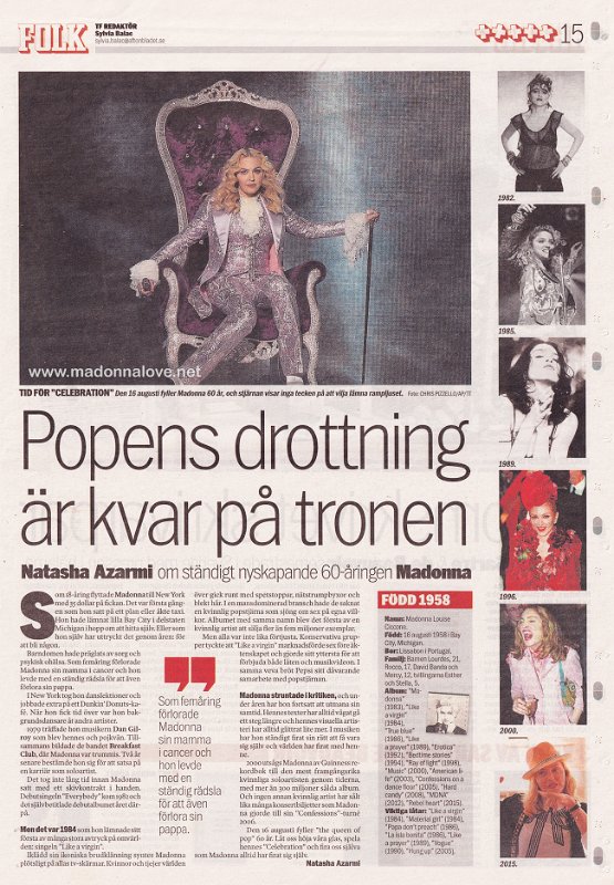 2018 - August - Aftonbladet - Sweden - Popens drottning ar kvar pa tronen