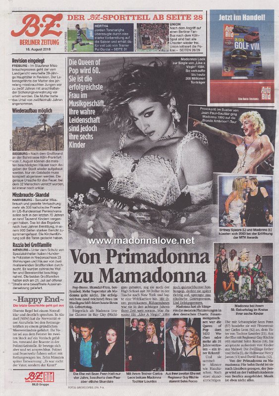 2018 - August - Berliner Zeitung - Germany - Von Primadonna zu Mamadonna