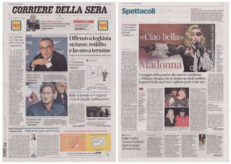 2019 - June - Corriere della sera - Italy - Ciao Bella Madonna