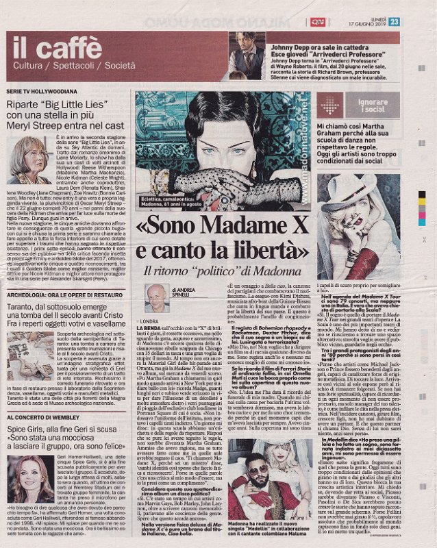 2019 - June - il resto del carlino - Italy - Sono Madame X e canto la liberta