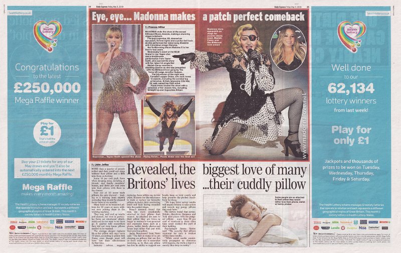 2019 - May - Daily Express - UK - Eye, eye… Madonna makes a patch perfect comeback