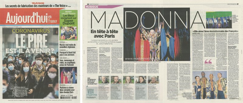 2020 - February - Aujourd'hui en France - Madonna en tete a tete avec Paris - France