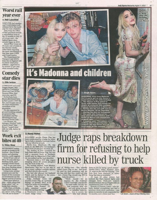 2022 - August - Daily Express - It's Madonna and children - UK