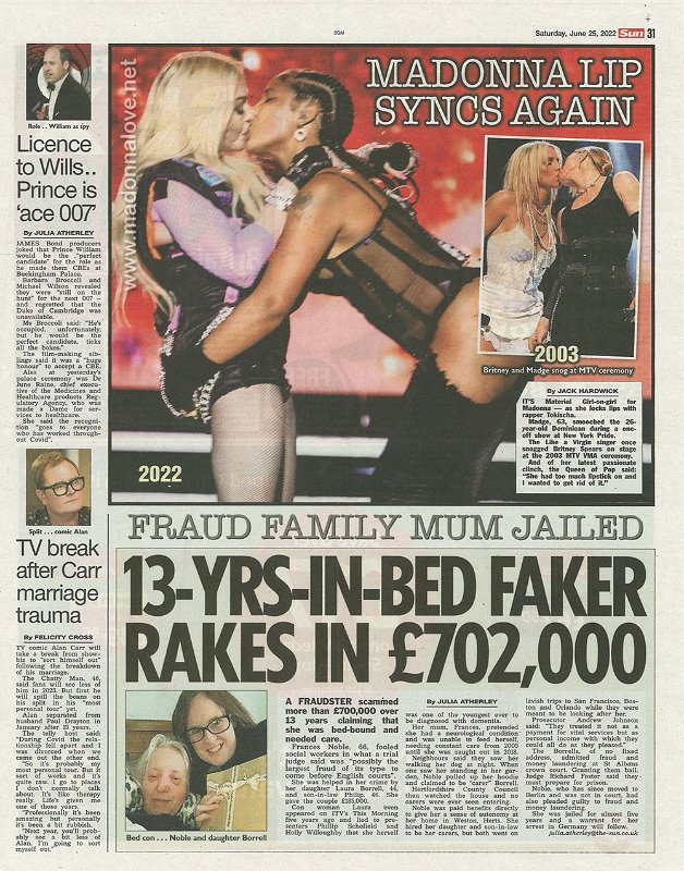 2022 - June - The Sun - Madonna lip syncs again - UK