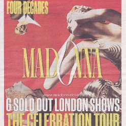 2023 - December - Evening Standard - Celebration Tour London 6 sold out shows advertisement - UK