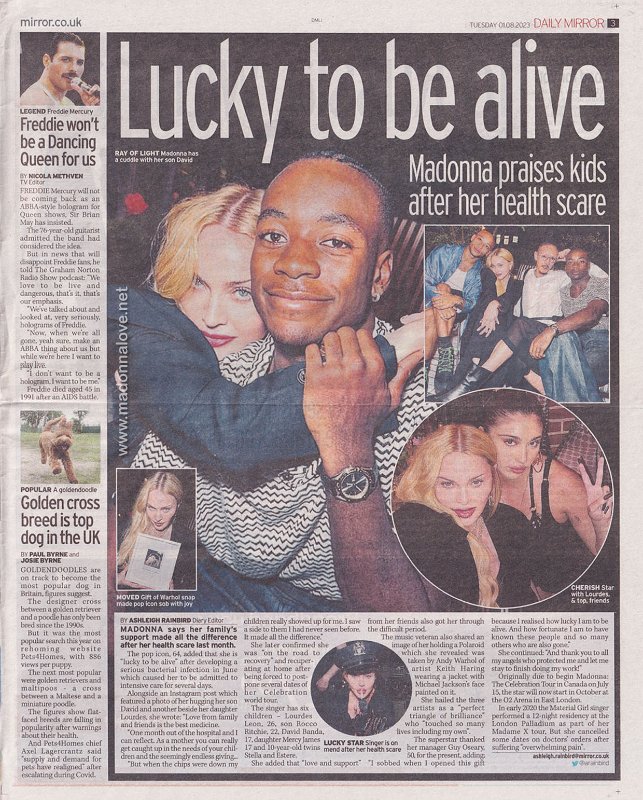 2023 - August - Daily Mirror - Lucky to be alive - UK