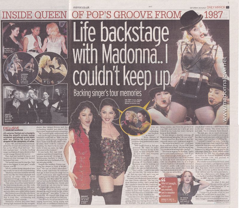 2023 - January - Daily Mirror - Life backstage with Madonna.. I couldn't keep up - UK