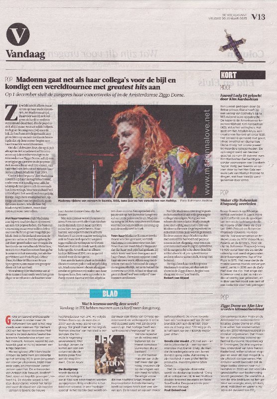 2023 - January - Volkskrant - Madonna gaat net als haar collega's voor de bijl - Holland