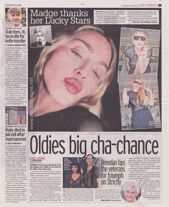 2023 - July - Daily Mirror - Madge thanks her Lucky Stars - UK