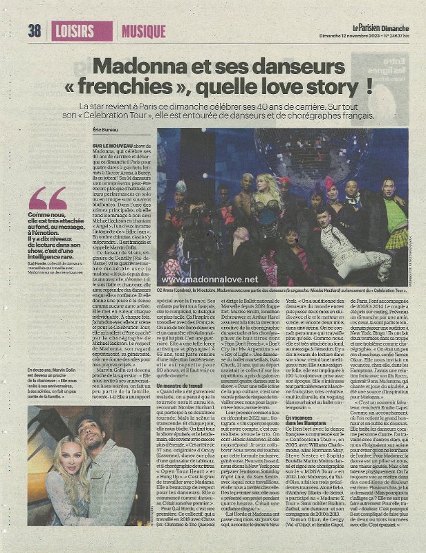 2023 - November - Le Parisien - Madonna et ses danseurs frenchies, quelle love story! - France