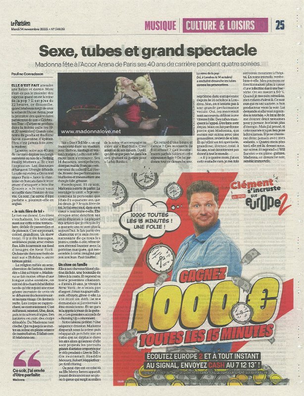 2023 - November - Le Parisien - Sexes, tubes et grand spectacle - France