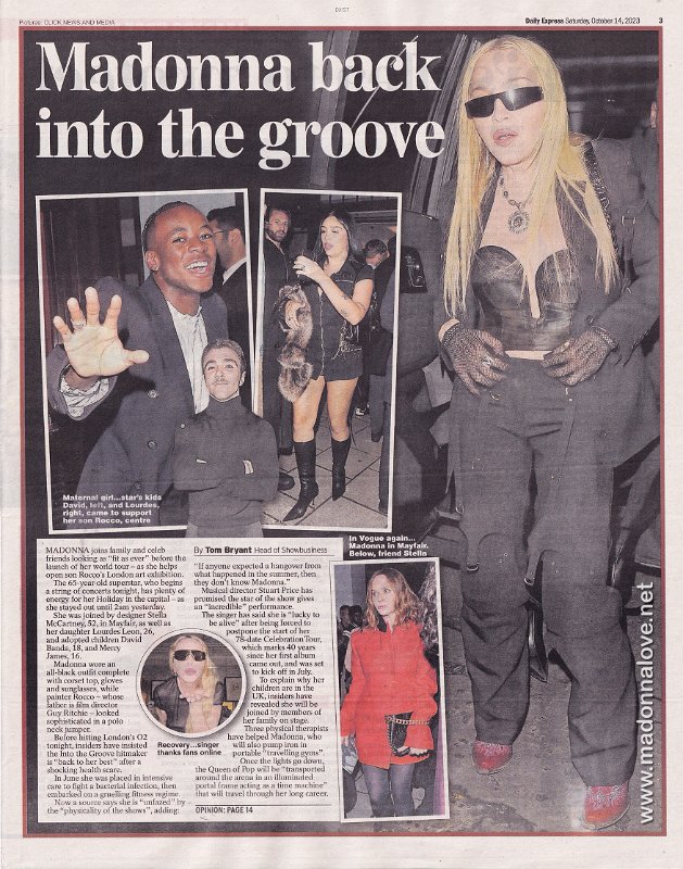 2023 - October - Daily Express - Madonna back into the groove - UK