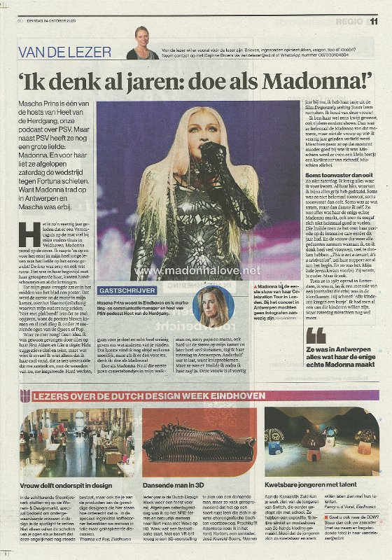 2023 - October - Eindhovens Dagblad - Ik denk al jaren doe als Madonna! - Holland