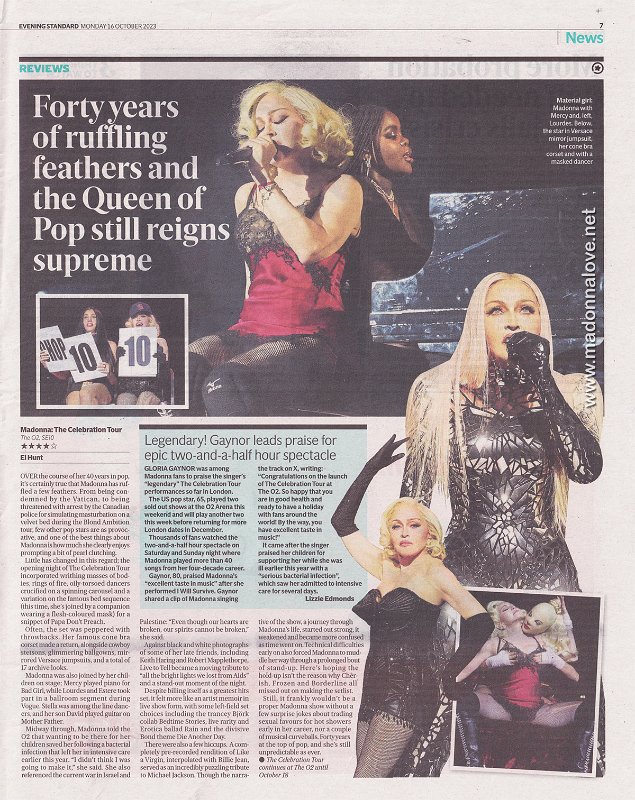 2023 - October - Evening Standard - Forty years of ruffling feathers and the Queen of Pop still reigns supreme - UK