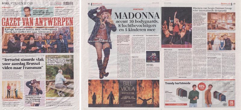 2023 - October - Gazet van Antwerpen - Madonna neemt 30 bodyguards 8 luchtbevochtigers en 5 kinderen mee - Belgium