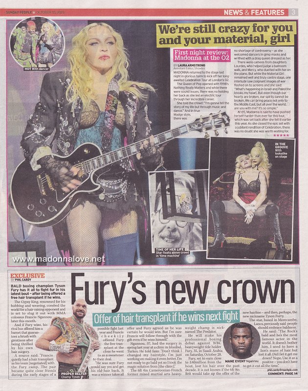 2023 - October - Sunday People - We're still crazy for you and your material girl - UK