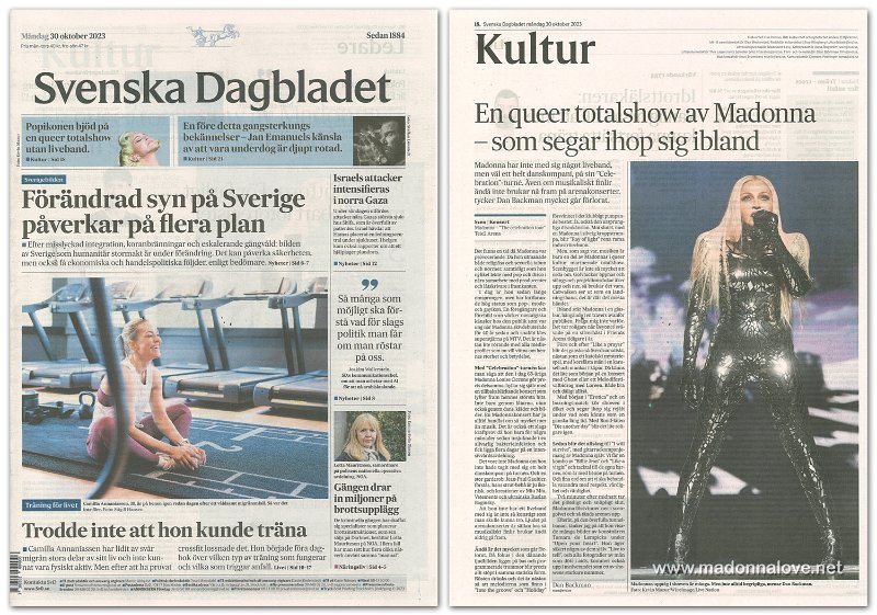 2023 - October - Svenska Dagbladet - En queer totalshow av Madonna - som segar ihop sig ibland - Sweden