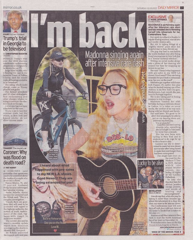 2023 - September - Daily Mirror - I'm back - UK