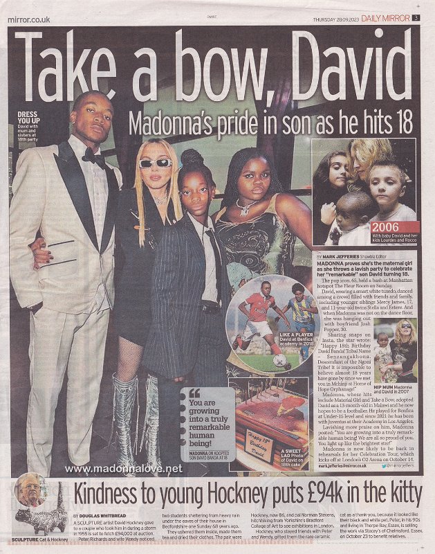 2023 - September - Daily Mirror - Take a bow David - UK