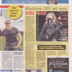 2023 - August - Telegraaf - Madonna (65) wil weer vol gas! - Holland