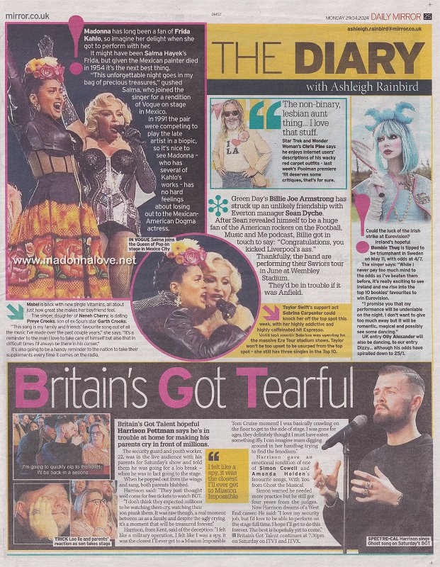 2024 - April - Daily Mirror - The Diary - UK