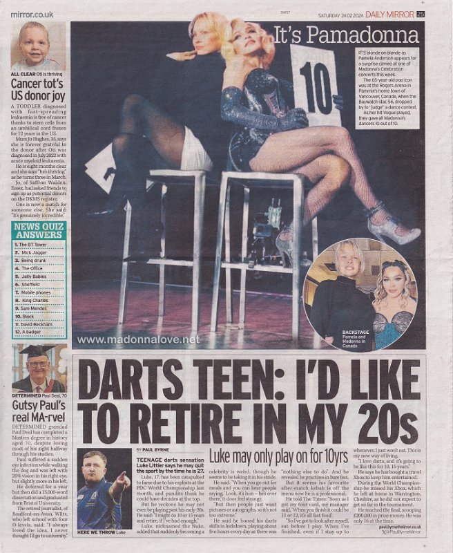 2024 - February - Daily Mirror - It's Pamadonna - UK