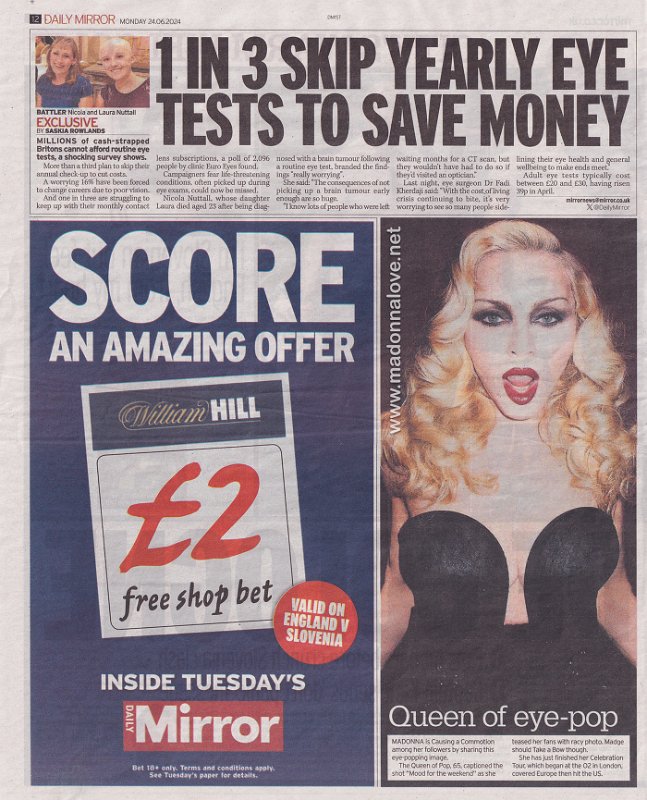 2024 - June - Daily Mirror - Queen of Eye-Pop - UK