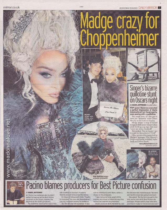 2024 - March - Daily Mirror - Madge crazy for Choppenheimer - UK