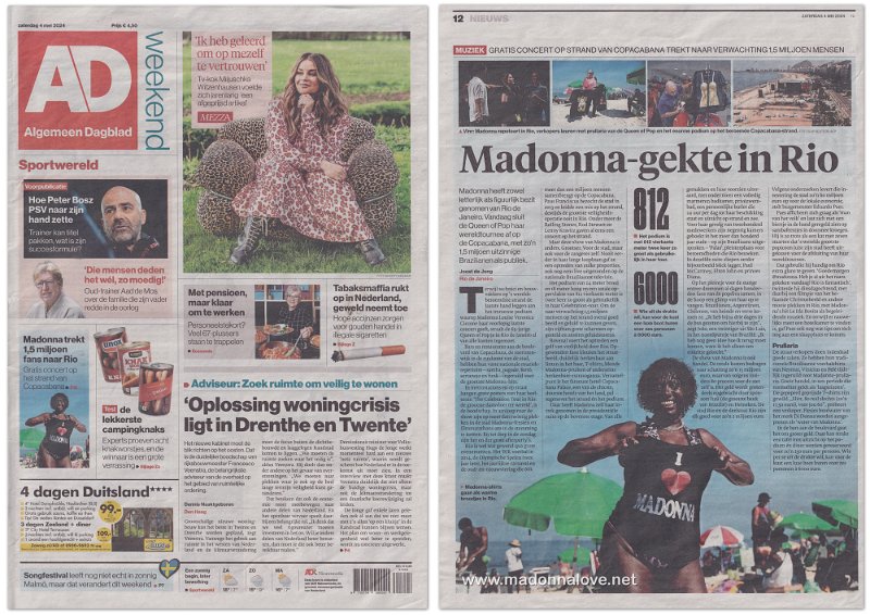 2024 - May - Algemeen Dagblad - Madonna-gekte in Rio - Holland