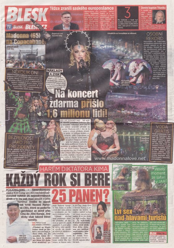 2024 - May - Blesk - Na koncert zdarma prislo 1.6 milionu lidi! - Czech Republic