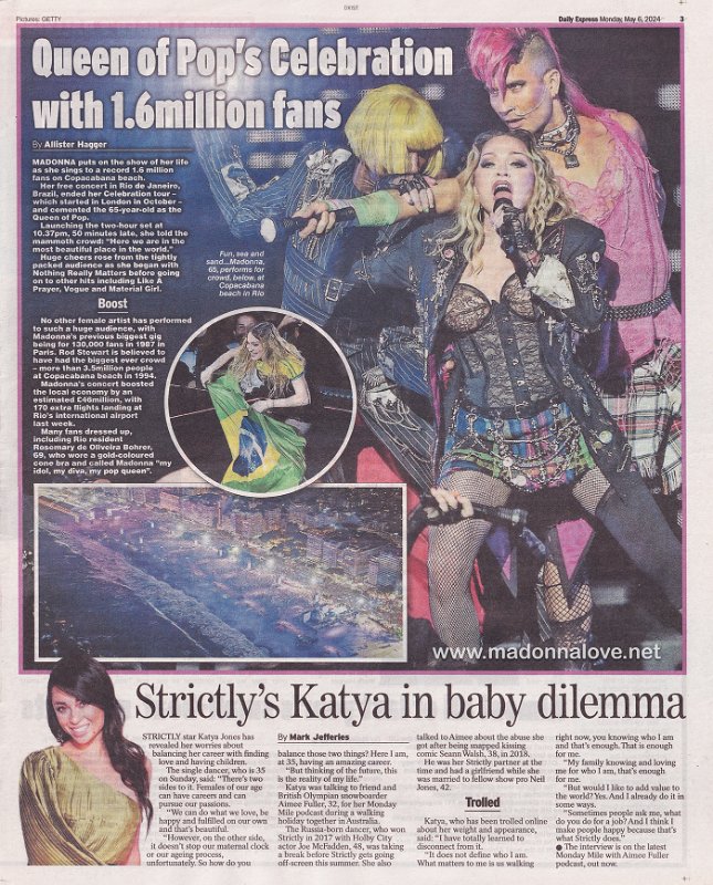 2024 - May - Daily Express - Queen of Pop’s Celebration with 1.6 million fans - UK