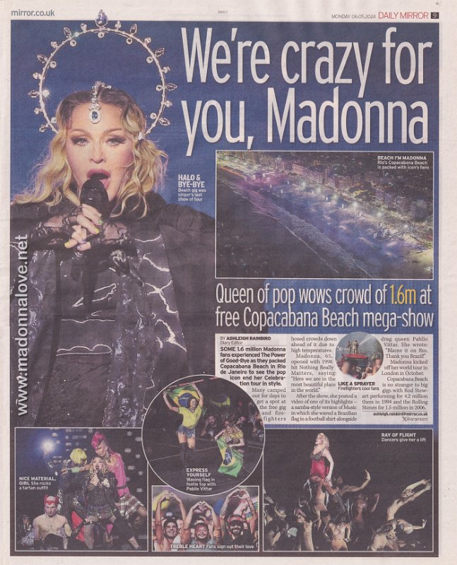 2024 - May - Daily Mirror - We're crazy for you Madonna - UK