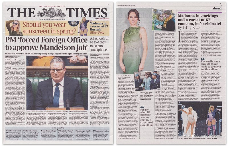 2026 - April - The Times - Madonna in stockings and a corset at 67 - UK