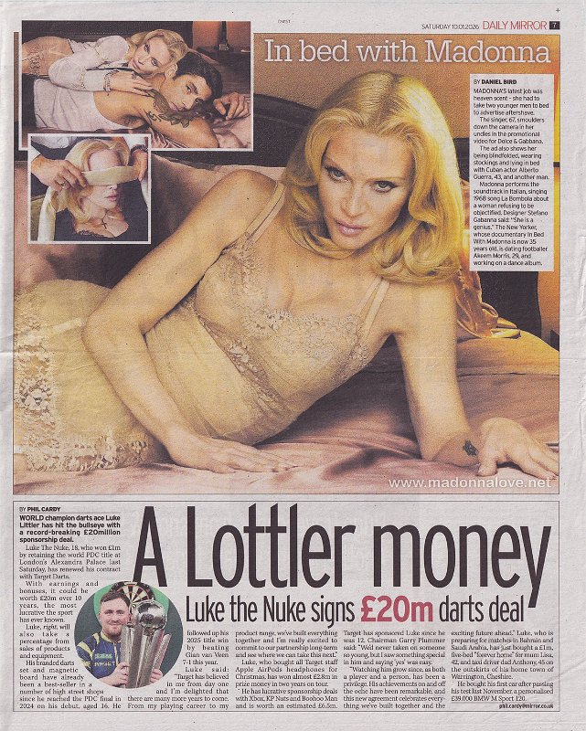 2026 - January - Daily Mirror - In bed with Madonna - UK